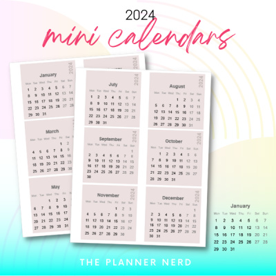 2024 Mini Monthly Calendars