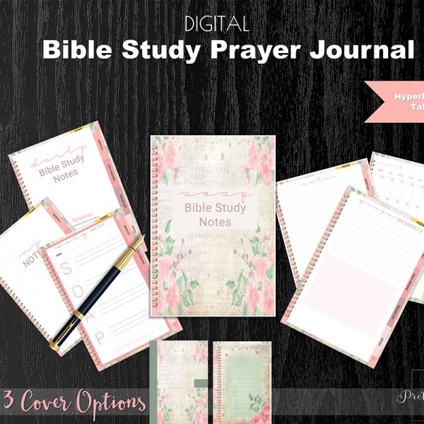 Digital Floral Bible Study Prayer Journal