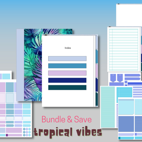 Tropical Vibes Digital Notebook Bundle
